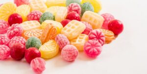 Assorted unwrapped hard candies for candy packaging machines